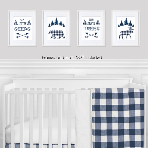 Buffalo Check Navy Blue and White Wall Art Prints - Set of 4 - alt image 1