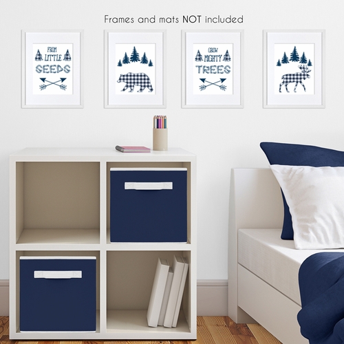 Buffalo Check Navy Blue and White Wall Art Prints - Set of 4 - alt image 2