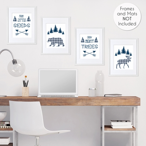 Buffalo Check Navy Blue and White Wall Art Prints - Set of 4 - alt image 3