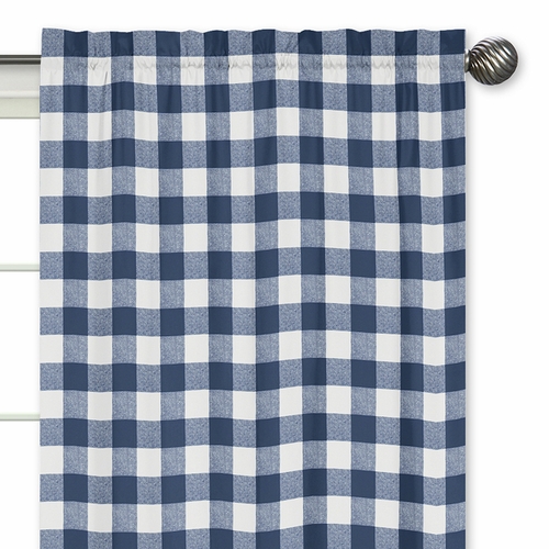 Buffalo Check Navy Blue and White Window Panels - Set of 2 - alt image 2