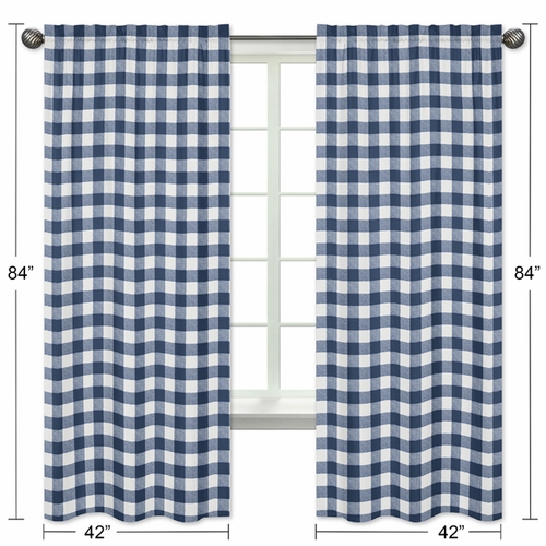Buffalo Check Navy Blue and White Window Panels - Set of 2 - alt image 4
