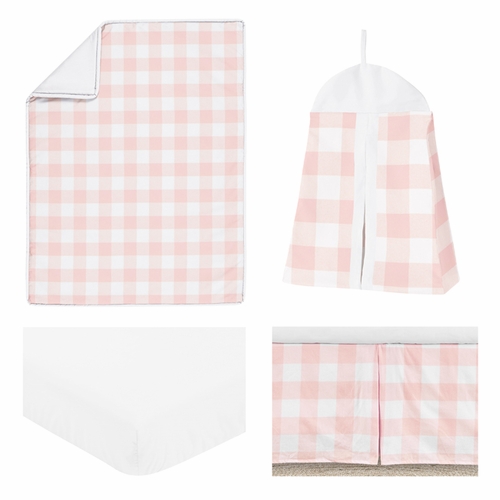 Buffalo Check Pink and White 4 Piece Crib Bedding - alt image 1