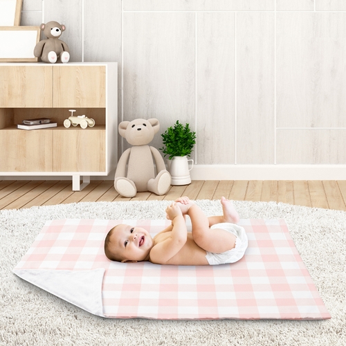 Buffalo Check Pink and White Baby Blanket - alt image 2