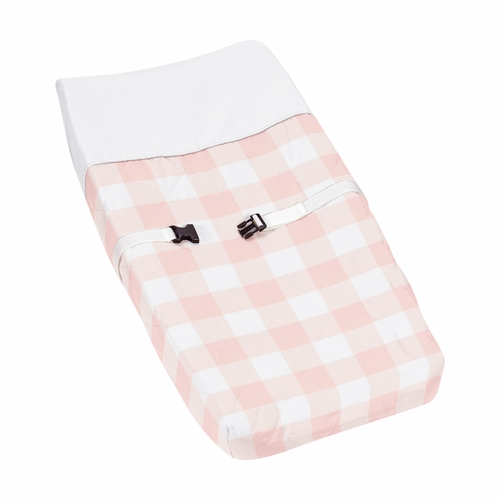 Buffalo Check Pink and White Changing Pad Cover