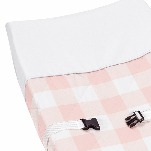 Buffalo Check Pink and White Changing Pad Cover - alt image 3