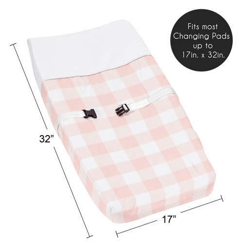 Buffalo Check Pink and White Changing Pad Cover - alt image 4