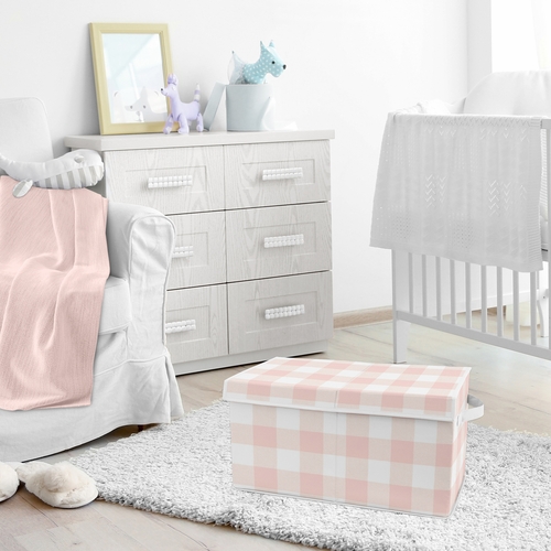 Buffalo Check Pink And White Collection Fabric Toy Bin Storage - alt image 1