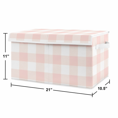 Buffalo Check Pink And White Collection Fabric Toy Bin Storage - alt image 2