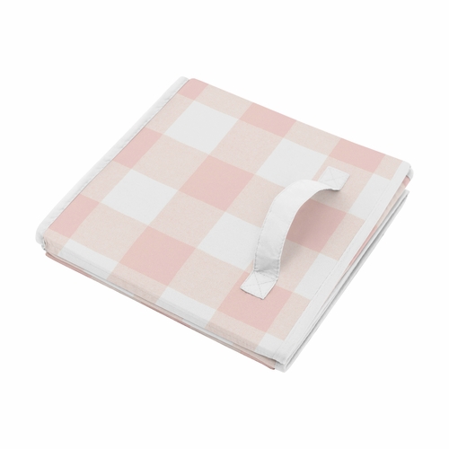 Buffalo Check Pink And White Collection Fabric Toy Bin Storage - alt image 3