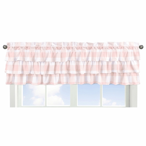 Buffalo Check Pink And White Collection Tiered Window Valance