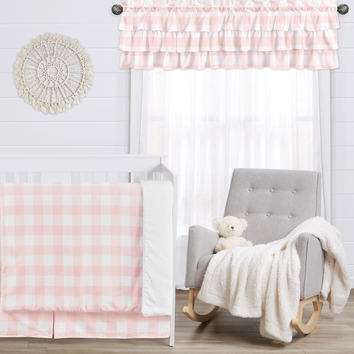 Buffalo Check Pink And White Collection Tiered Window Valance - alt image 2