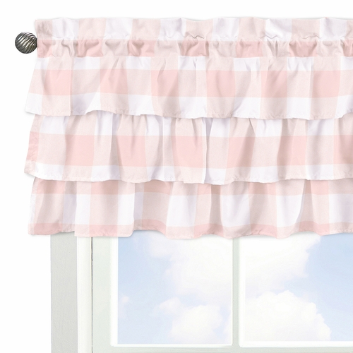 Buffalo Check Pink And White Collection Tiered Window Valance - alt image 3
