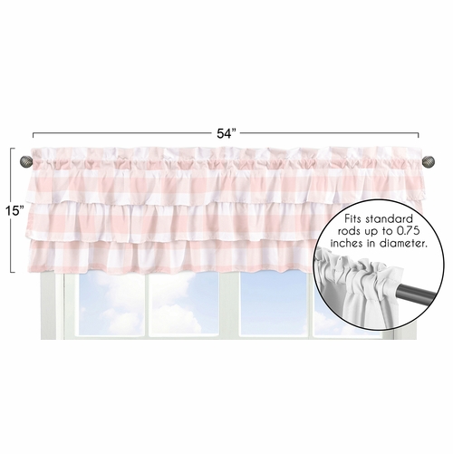 Buffalo Check Pink And White Collection Tiered Window Valance - alt image 4