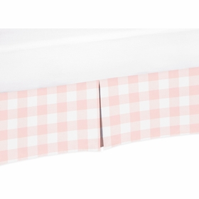 Buffalo Check Pink and White Crib Bed Skirt