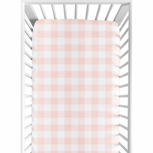 Buffalo Check Pink and White Crib Sheet