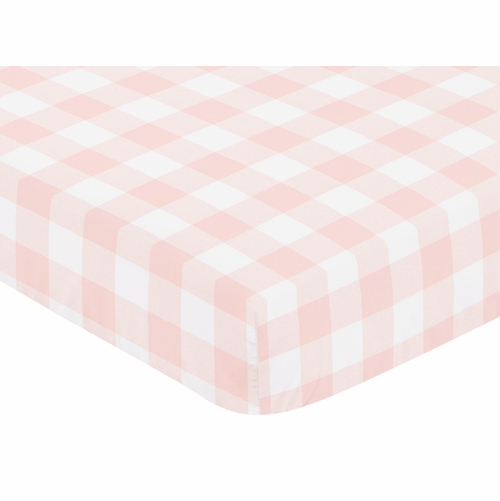 Buffalo Check Pink and White Crib Sheet - alt image 2