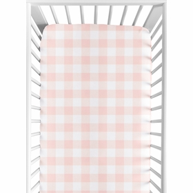 Buffalo Check Pink and White Crib Sheet