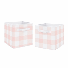Buffalo Check Pink and White Foldable Fabric Storage Bins