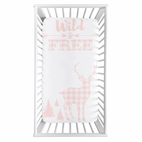 Buffalo Check Pink and White Photo Op Crib Sheet - alt image 1