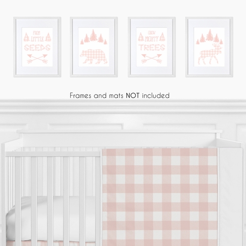 Buffalo Check Pink and White Wall Art Prints - Set of 4 - alt image 1