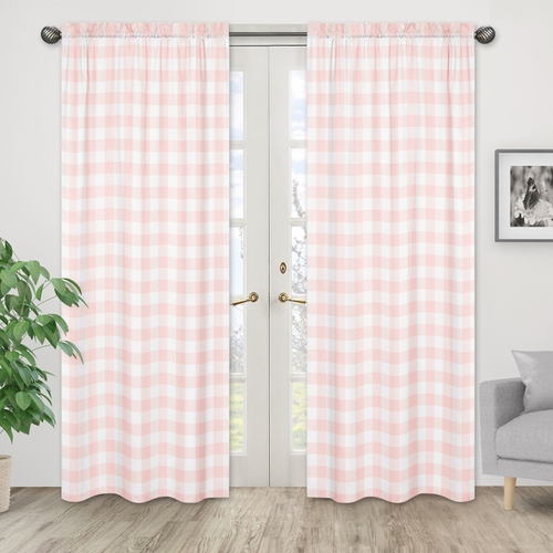 Buffalo Check Pink and White Window Panels - Set of 2 - alt image 1
