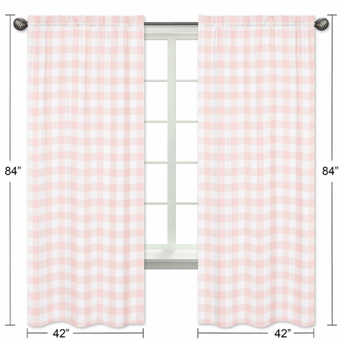 Buffalo Check Pink and White Window Panels - Set of 2 - alt image 4