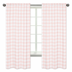 Buffalo Check Pink and White Window Panels - Set of 2