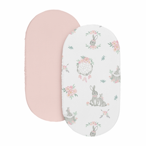 Bunny Floral Collection 2 Pack Baby Bassinet Fitted Sheets - alt image 1
