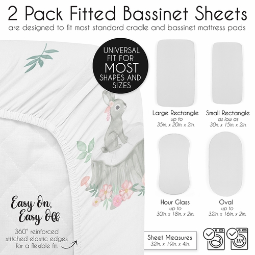 Bunny Floral Collection 2 Pack Baby Bassinet Fitted Sheets - alt image 5