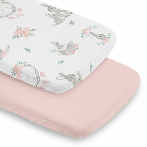 Bunny Floral Collection 2 Pack Baby Bassinet Fitted Sheets