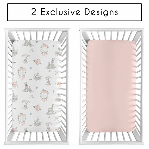Bunny Floral Collection 2 Pack Crib Sheets - alt image 1