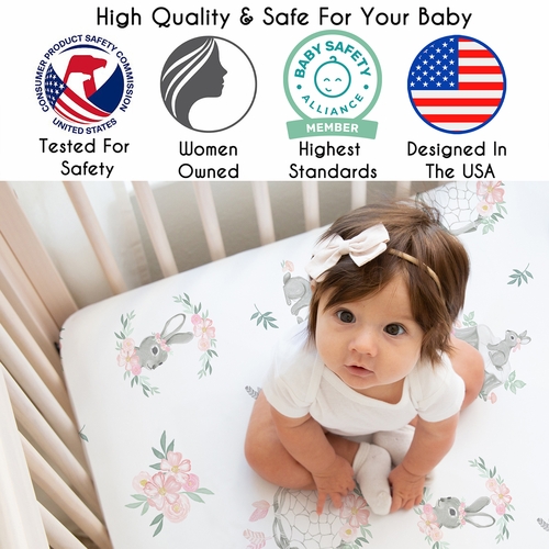 Bunny Floral Collection 2 Pack Crib Sheets - alt image 2