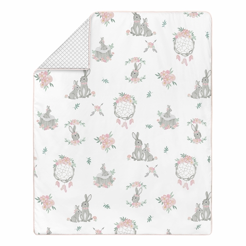 Bunny Floral Collection 4 Piece Bumperless Crib Bedding - alt image 2
