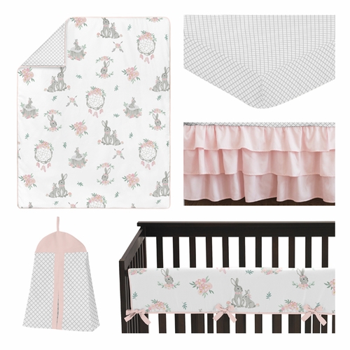 Bunny Floral Collection 5 Piece Crib Bedding - alt image 1