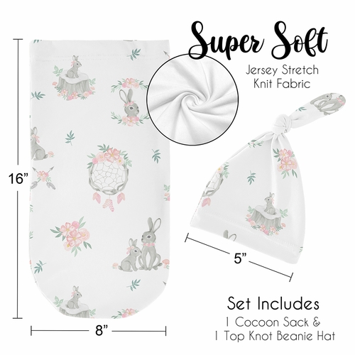 Bunny Floral Collection Baby Cocoon and Beanie Hat - 2 Piece Set - alt image 4