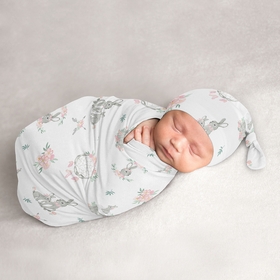 Bunny Floral Collection Baby Cocoon and Beanie Hat - 2 Piece Set