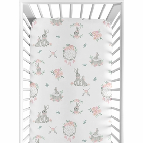 Bunny Floral Collection Crib Sheet