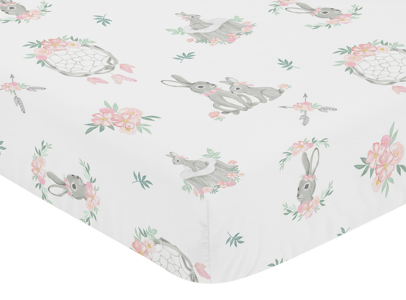 Bunny Floral Collection Crib Sheet