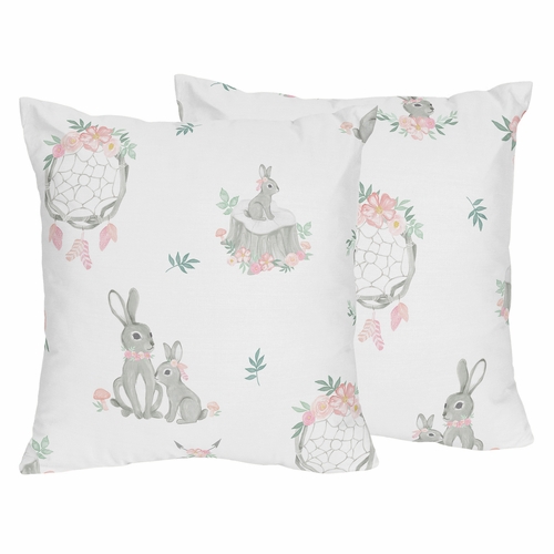 Bunny Floral Collection Decorative Accent Throw Pillows - Set of 2