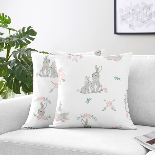 Bunny Floral Collection Decorative Accent Throw Pillows - Set of 2 - alt image 1