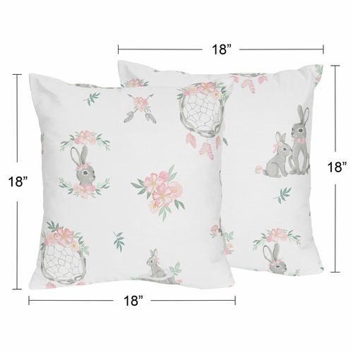 Bunny Floral Collection Decorative Accent Throw Pillows - Set of 2 - alt image 3