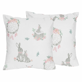 Bunny Floral Collection Decorative Accent Throw Pillows - Set of 2