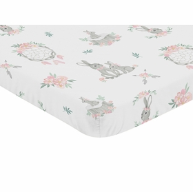 Bunny Floral Collection Mini Crib Sheet