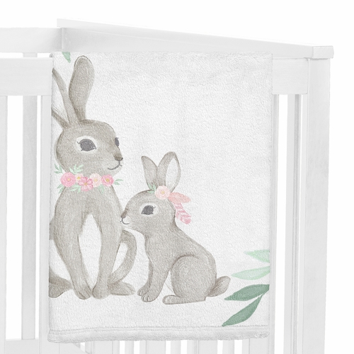 Bunny Floral Collection Monthly Milestone Baby Blanket - alt image 2