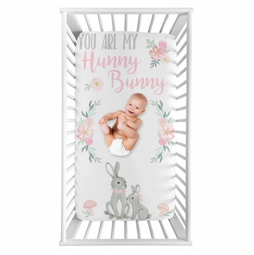 Bunny Floral Collection Photo Op Crib Sheet