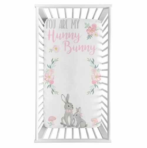 Bunny Floral Collection Photo Op Crib Sheet - alt image 1