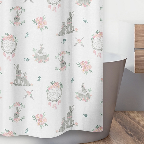 Bunny Floral Collection Shower Curtain - alt image 2