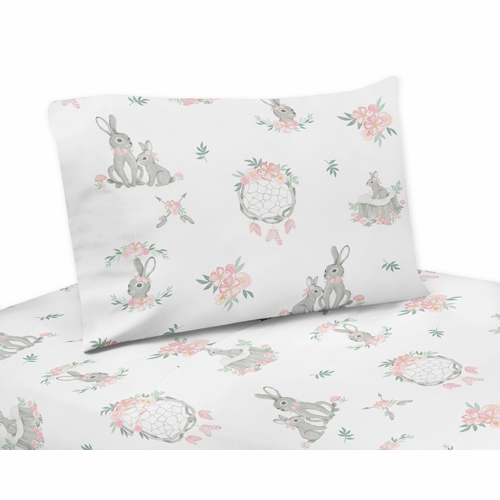 Bunny Floral Collection Twin Sheet Set
