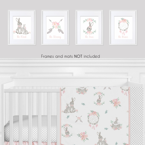 Bunny Floral Collection Wall Art Prints - Set of 4 - alt image 1