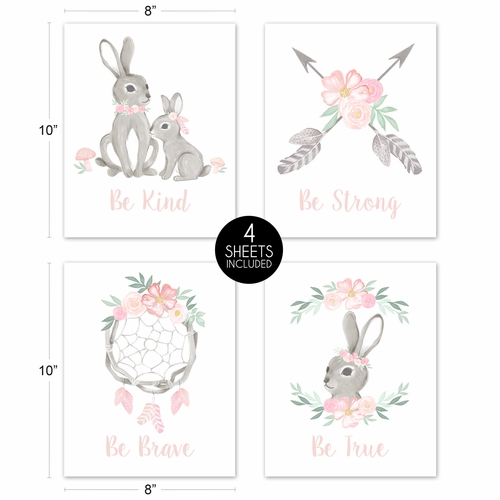 Bunny Floral Collection Wall Art Prints - Set of 4 - alt image 4